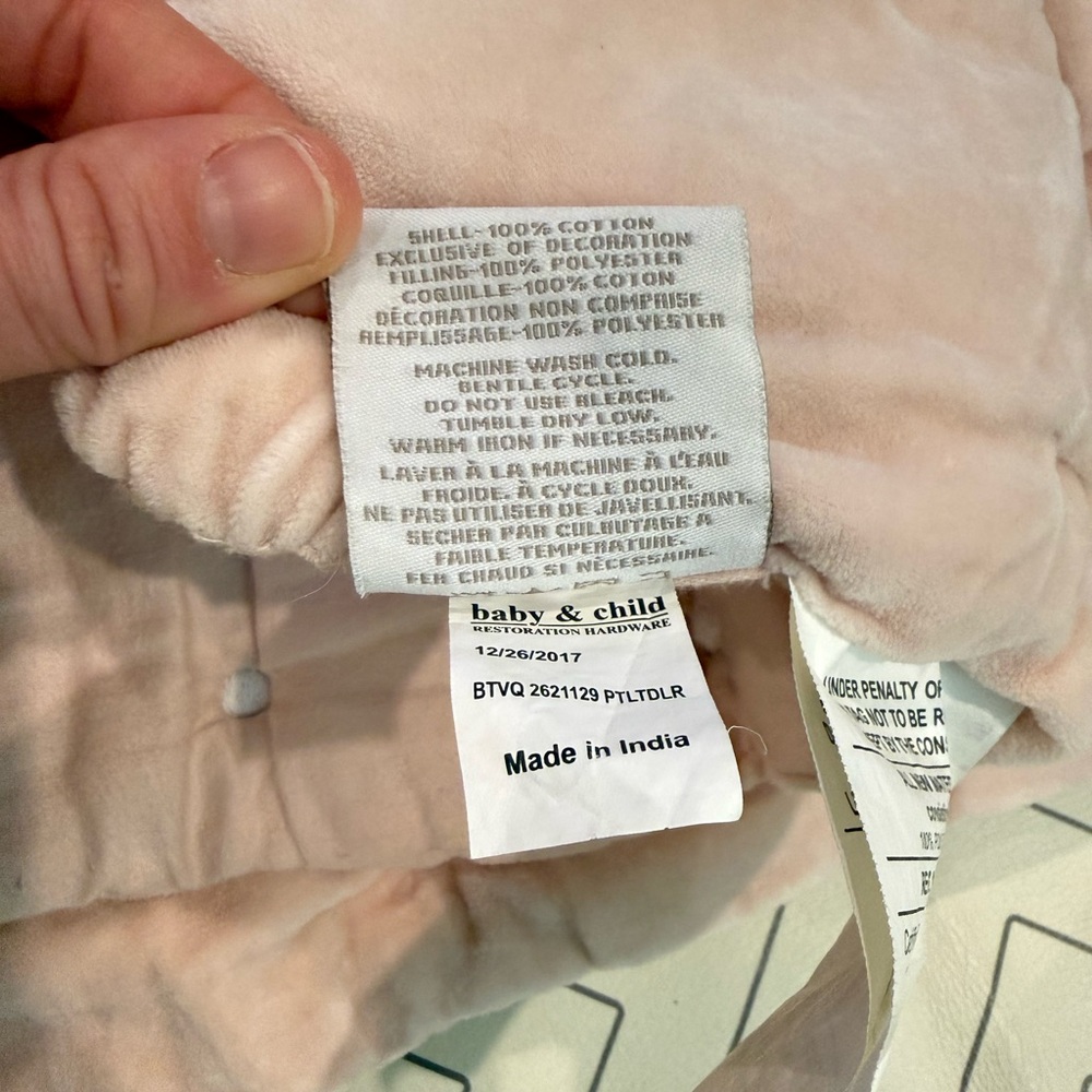 Restoration Hardware Baby & Child Pink Velveteen Quilt - Picture 6 of 9